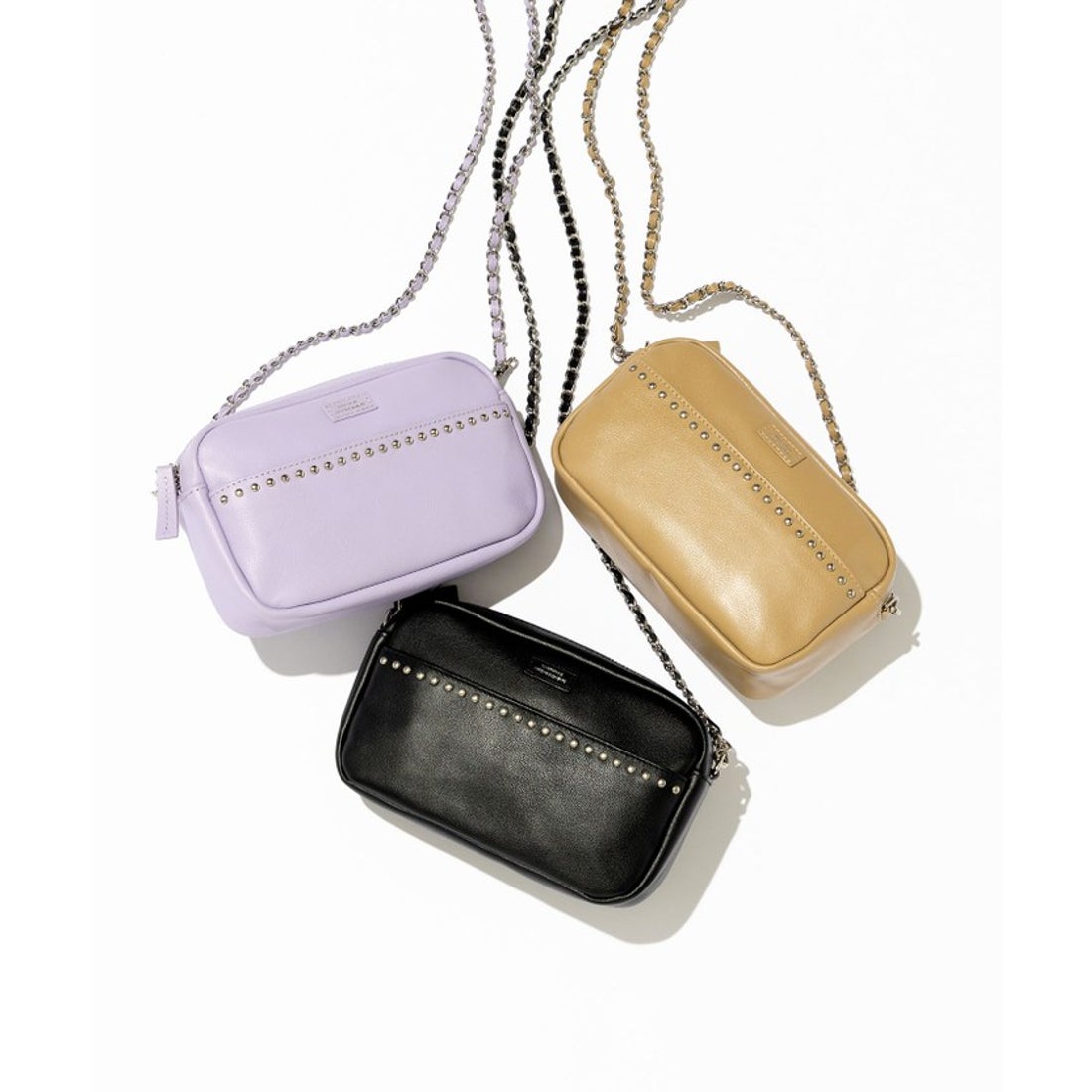 ニジュウサンク 23区 レザー スタッズ ショルダーバッグ （ブラック系