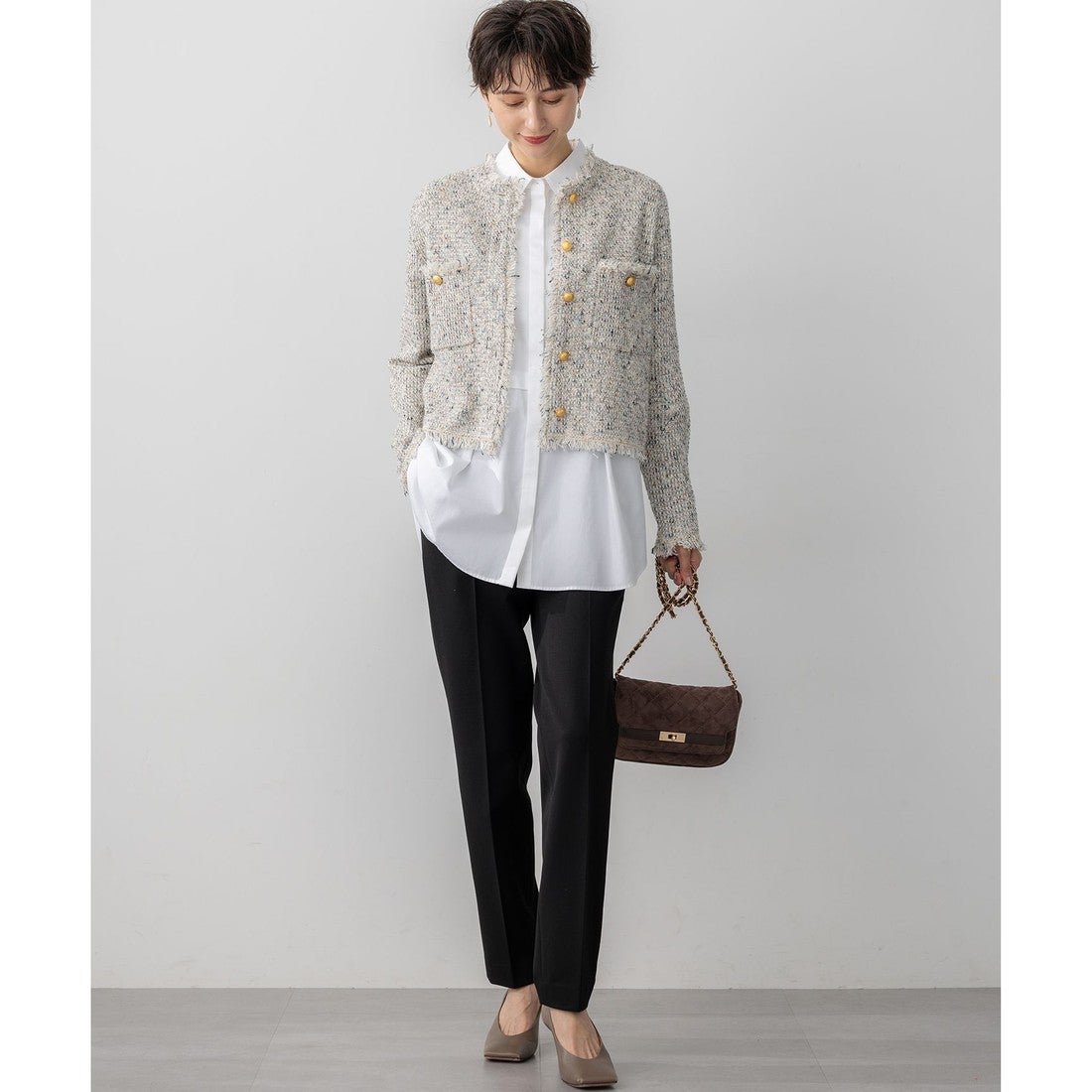 23区 スエード キルティング ショルダーバッグ （ブラウン系