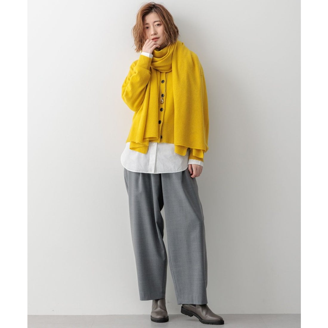 ニジュウサンク 23区 【洗える】CANCLINI バンドカラー シャツ