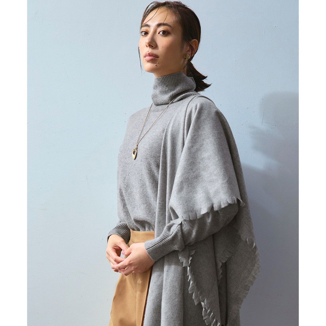 23区（大きいサイズ） 【洗える】ピュアカシミヤ タートルネック