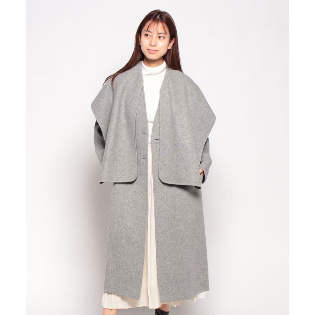 コエル COEL ストール付きリバーコート （グレー） -靴＆ファッション