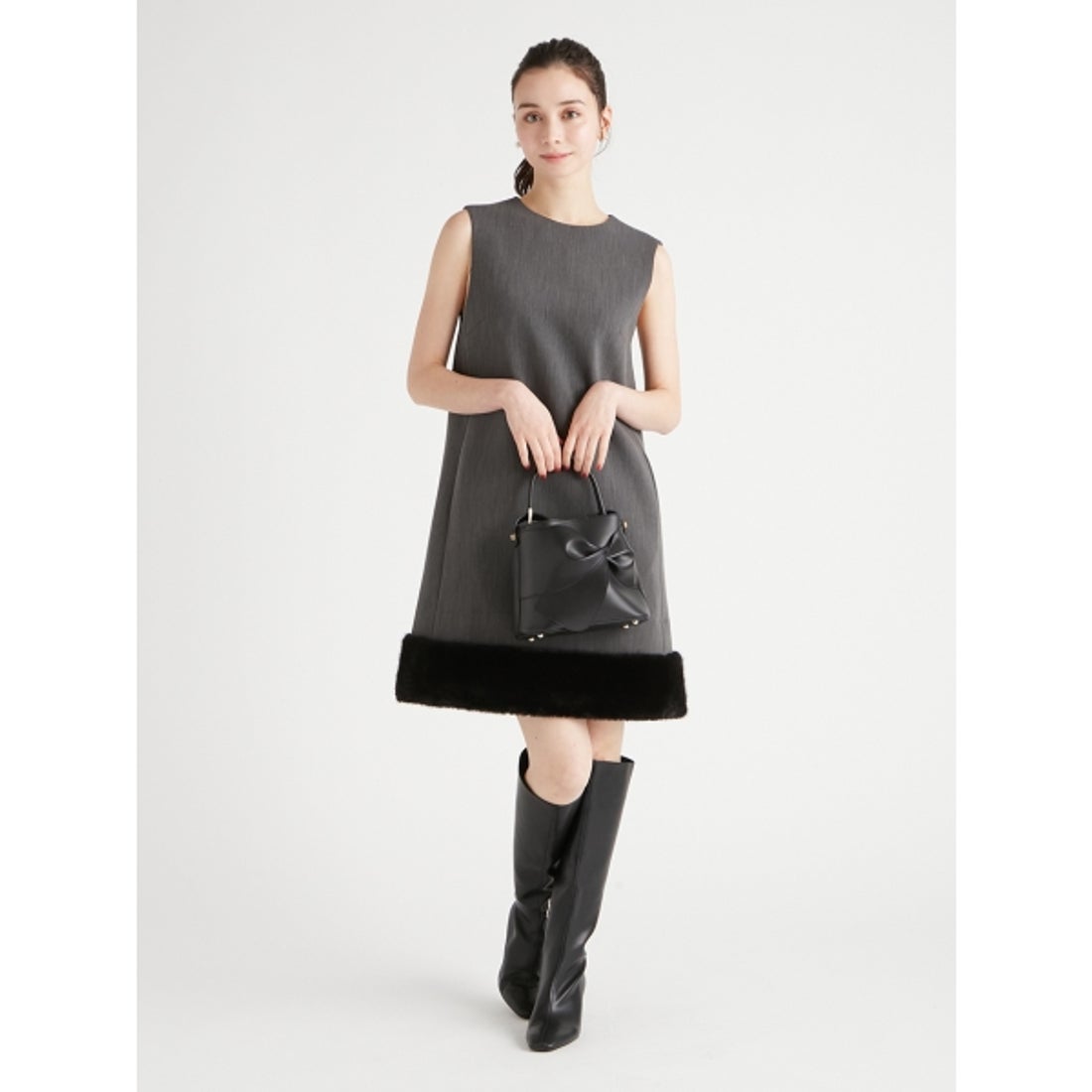 セルフォード CELFORD 裾ファーミニワンピース （BLK） - ファッション