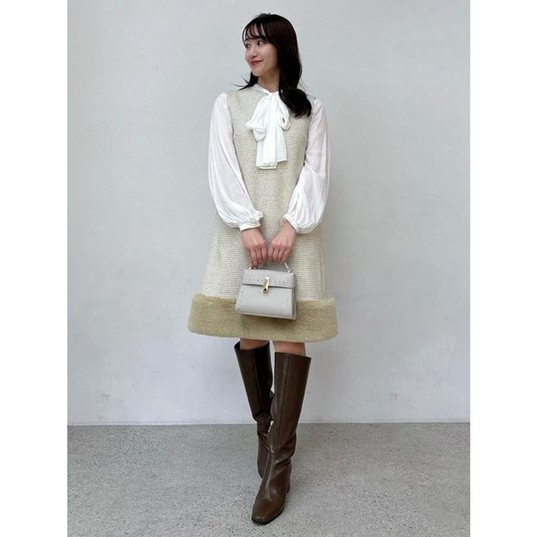 セルフォード CELFORD 裾ファーミニワンピース （GRY） - ファッション