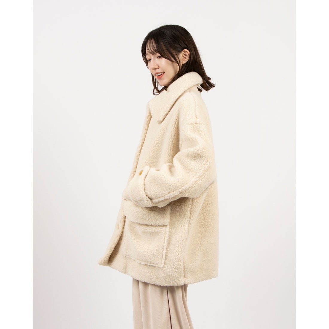 クラネ CLANE RIDGE POCKET BOA OVER COAT （IVORY） - ファッション