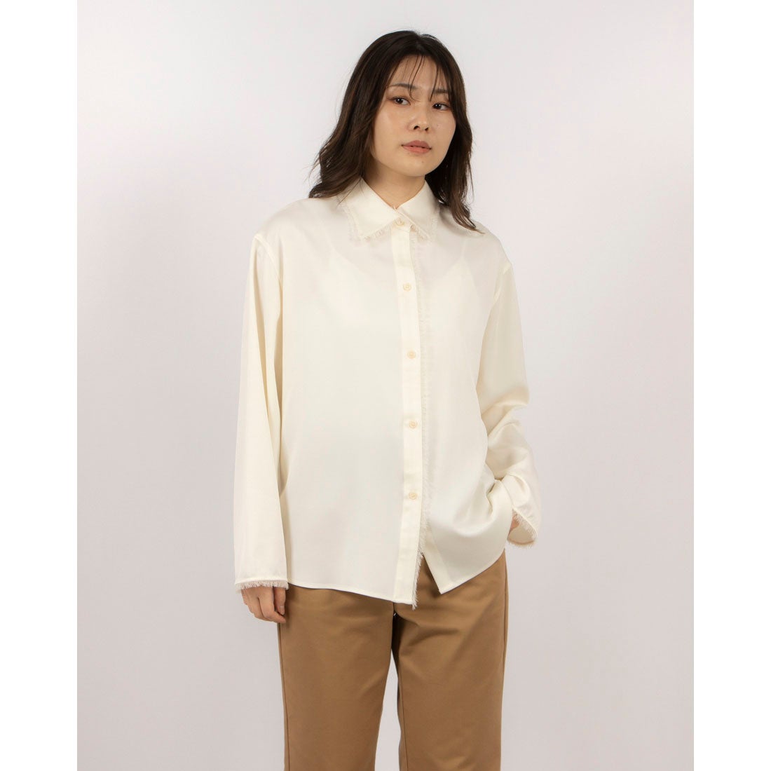 クラネ CLANE W FACE FRINGE SHIRTS （IVORY） - ファッション通販