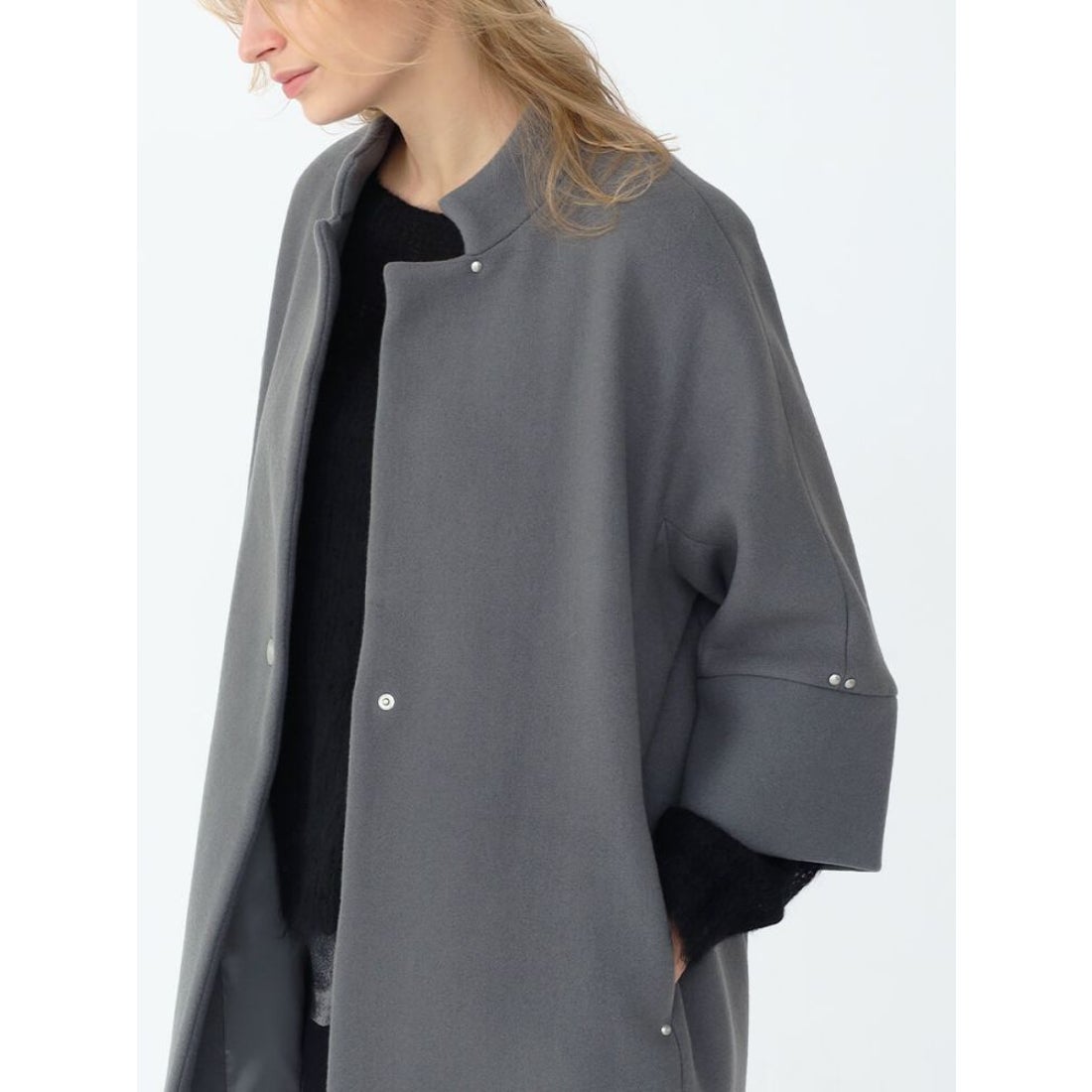 アーガ Aga Double Meltonコクーンコート （ブルー） - ファッション