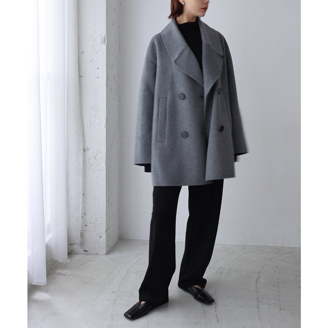 アンドミー andme リバー ピーコート （グレー） - ファッション通販