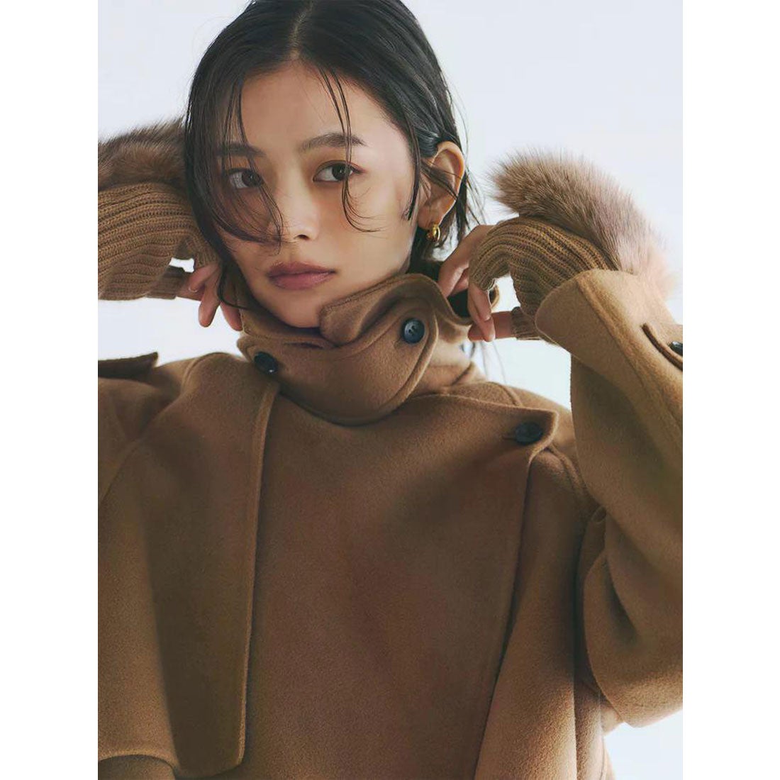 アニュアンス anuans リバーウールミドルトレンチコート （CAMEL