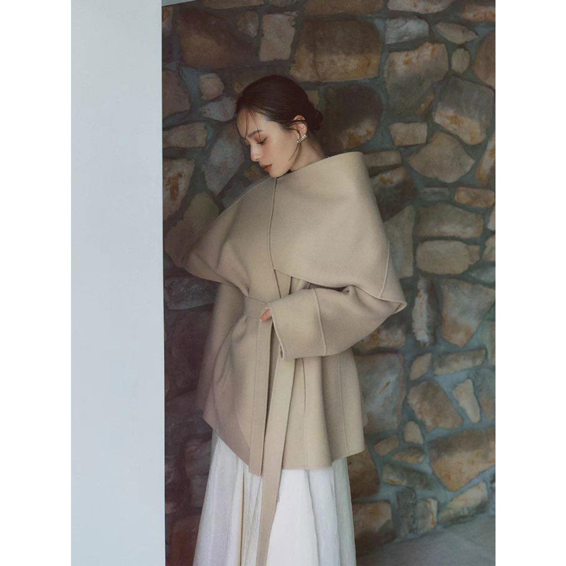 アニュアンス anuans リバーウールミドルマフラーコート （YELLOW