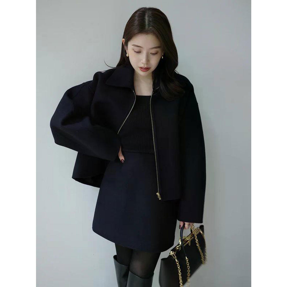 アニュアンス anuans リバーウールショートコート （CAMEL） -靴