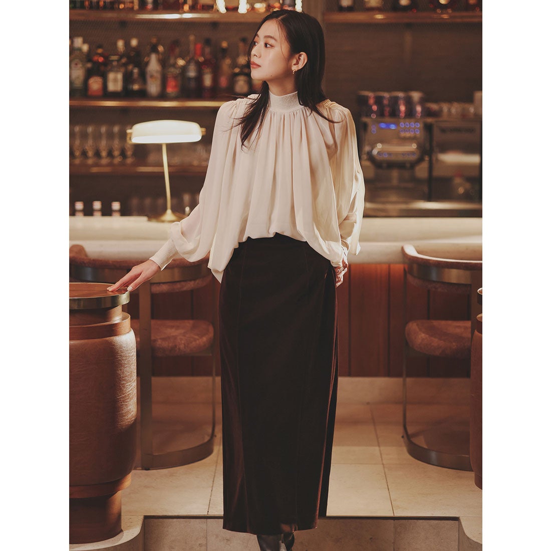 アニュアンス anuans ジョーゼットフレアブラウス （LIGHT BEIGE） -靴