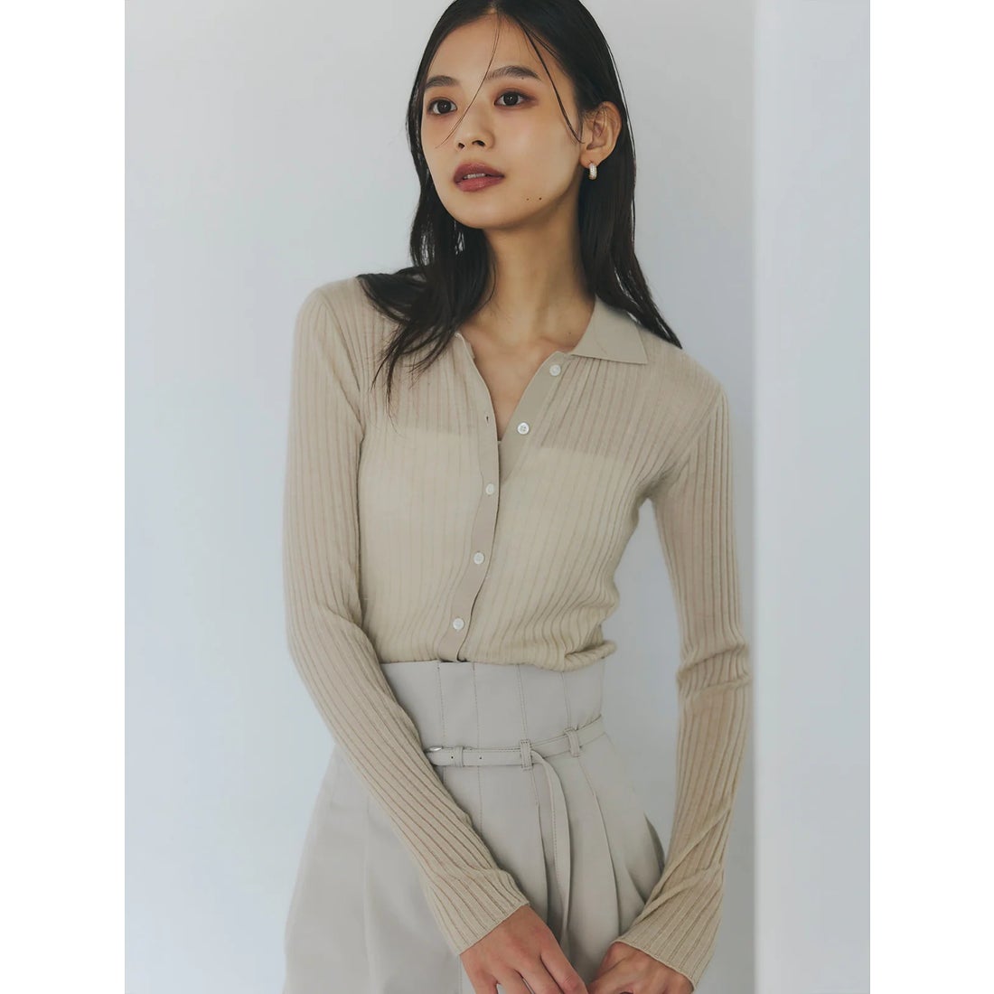 アニュアンス anuans リュクスビスコースリブニットカーディガン