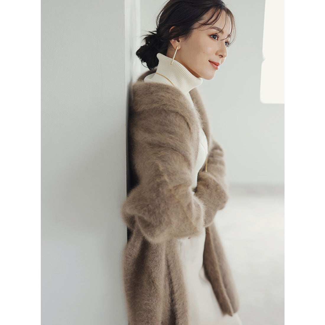 アニュアンス anuans ラクーンショールカラーカーディガン （BROWN