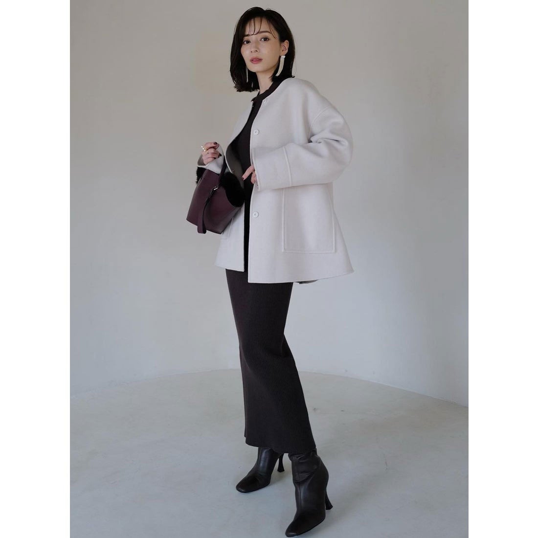 アニュアンス anuans バイカラーショートリバーコート （MINT） -靴