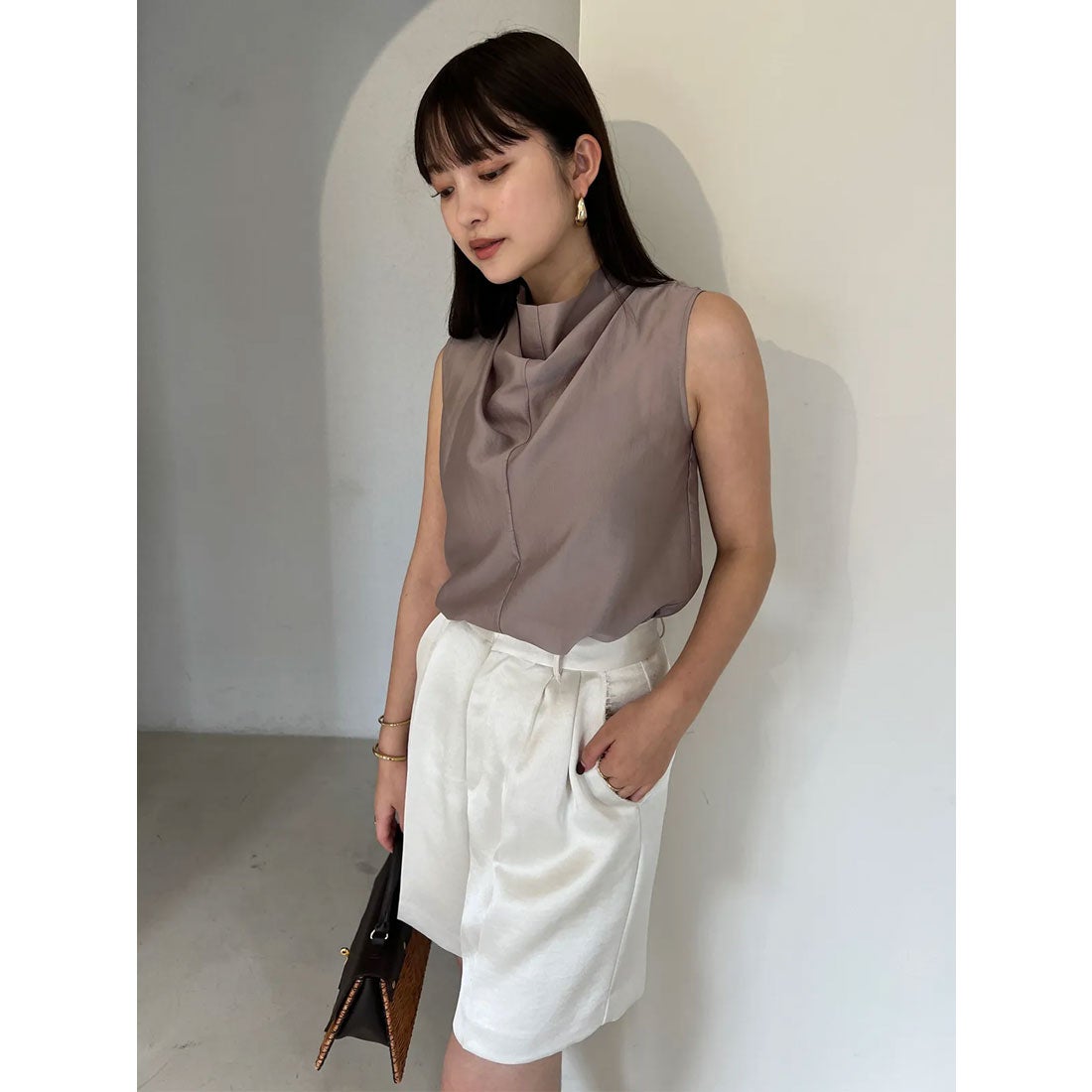 アニュアンス anuans ドレープネックシアーブラウス （BEIGE