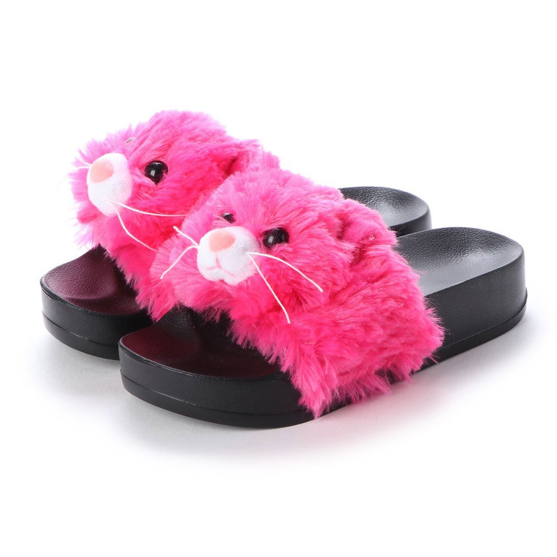アタガール attagirl ぬいぐるみ ファー サンダル（ねこ） （ピンク