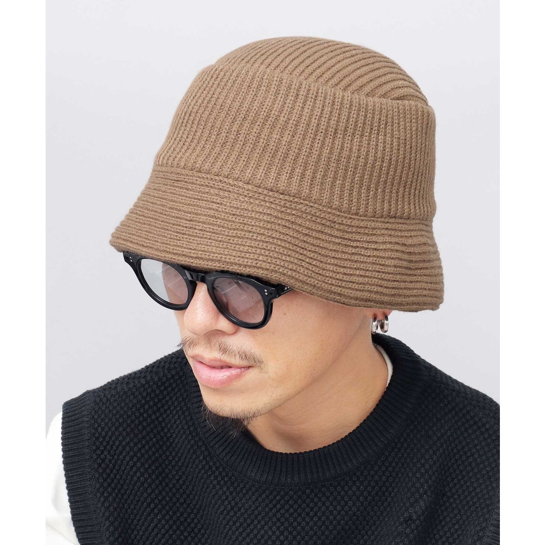 ベーシックエンチ Basiquenti リブニット バケットハット シンプル