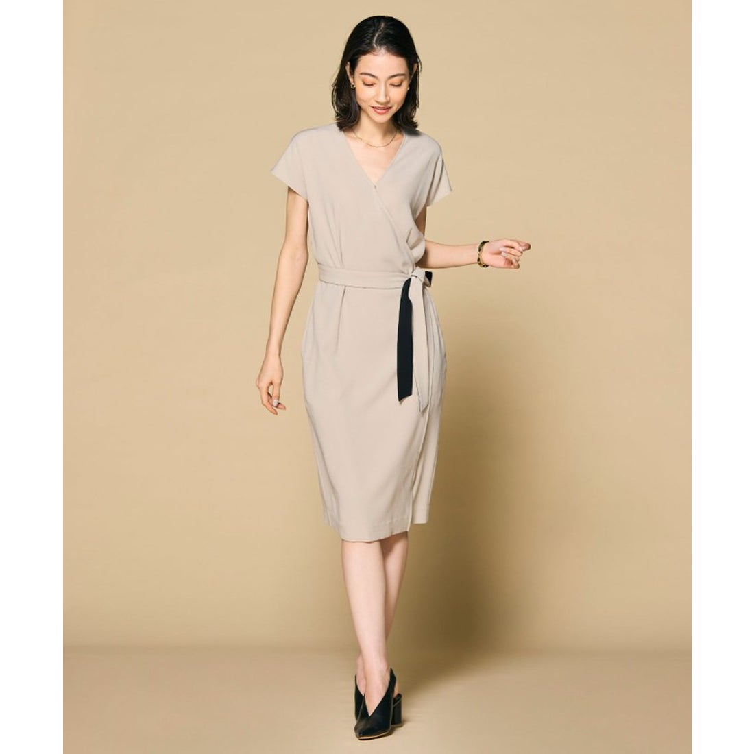ベイジ, BEIGE, 【洗える・L－size】CINDY / ラップワンピース （Sand