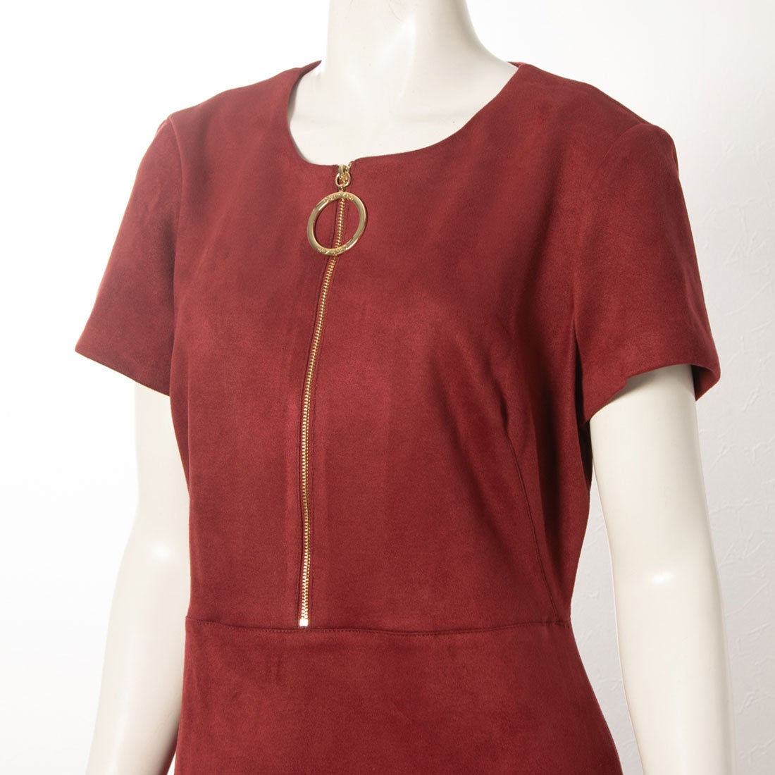 カルバン クライン Calvin Klein スエードワンピース （レッド） -waja