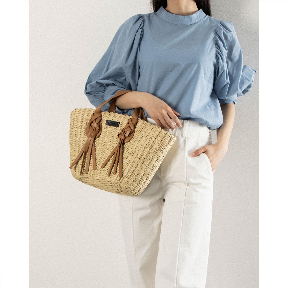 ガイモ gaimo アミコミハンドルデザインかごバッグ （ベージュ） -waja