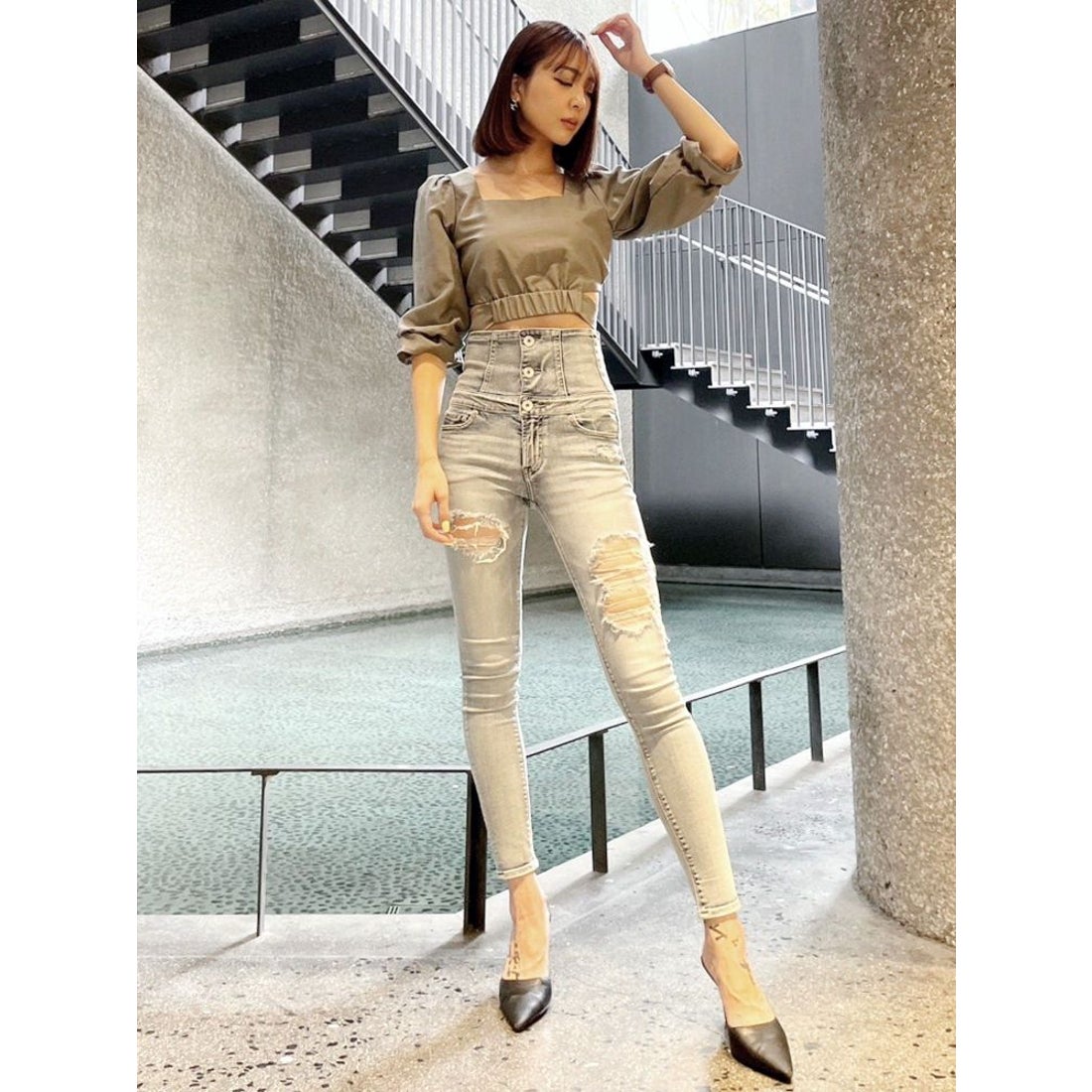 ジェイダ GYDA ポインテッドミュール （オフホワイト） -ファッション