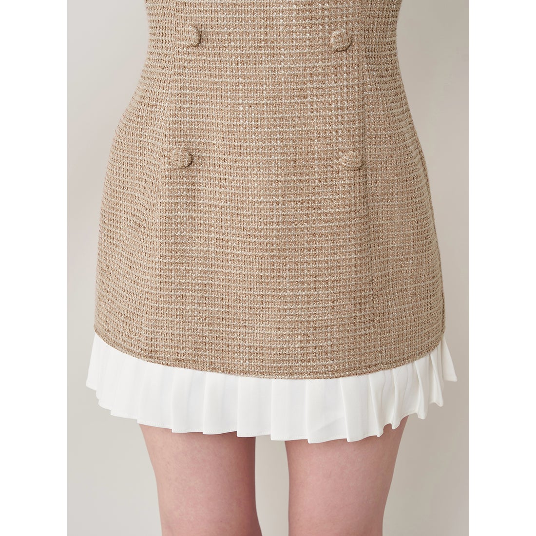 ダーリッチ Darich プリーツドッキングツイードミニワンピース