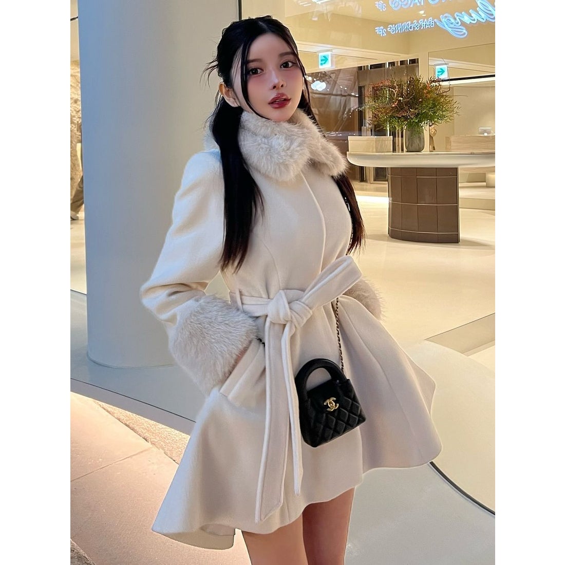 ダーリッチ Darich ウエストベルトメルトンコート （アイボリー） -靴