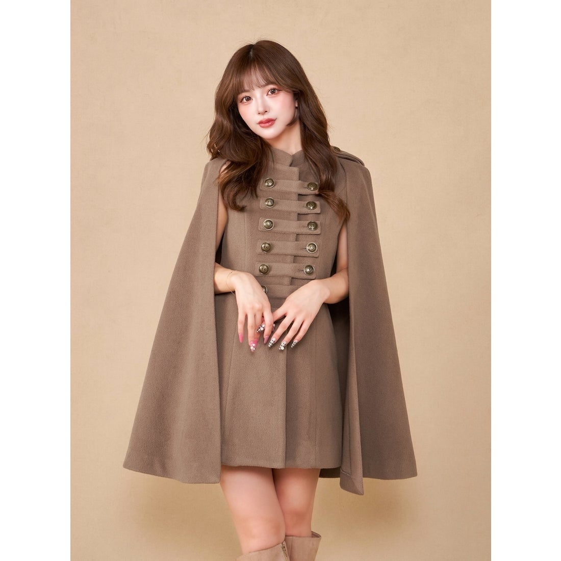 ダーリッチ Darich ナポレオンケープコート （ベージュ） -靴