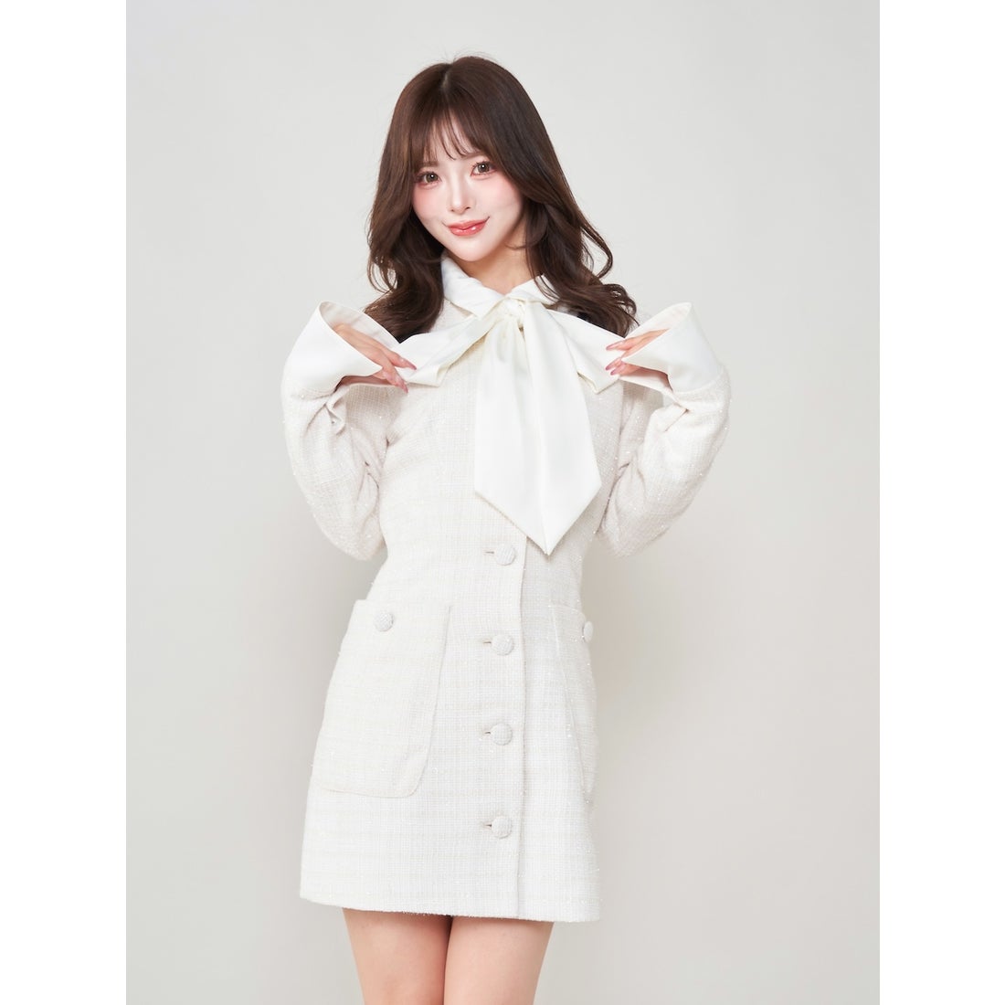 ダーリッチ Darich クラシカルボウタイツイードミニワンピース