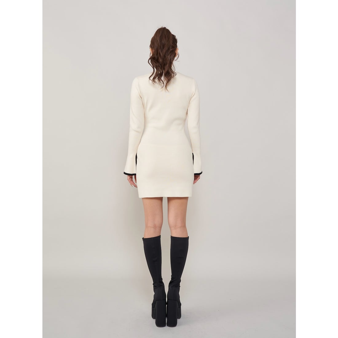 ダーリッチ Darich フロントオープンリボンニットミニワンピース