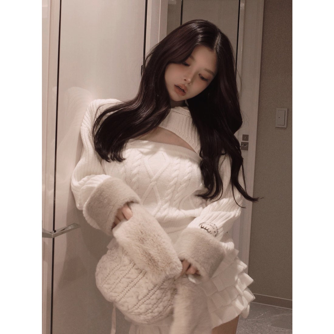 ダーリッチ Darich フリルニットコンビネゾン （ホワイト