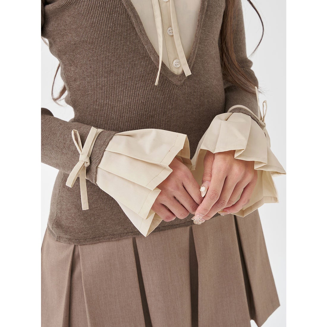 ダーリッチ Darich シャツドッキングプリーツミニワンピース