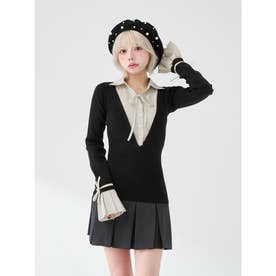 ダーリッチ Darich シャツドッキングプリーツミニワンピース