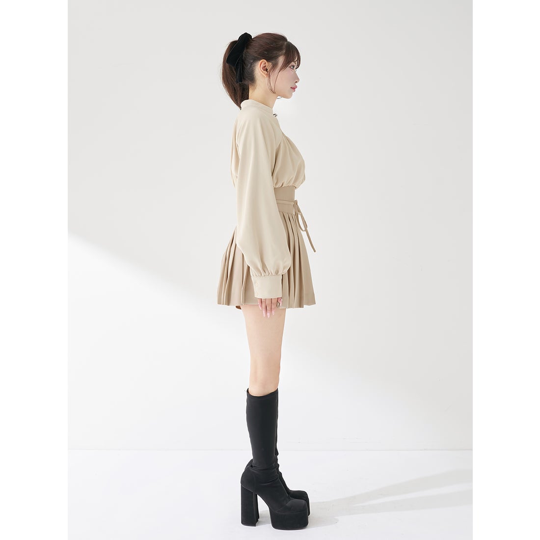 ダーリッチ Darich ドッキングコルセットプリーツミニワンピース