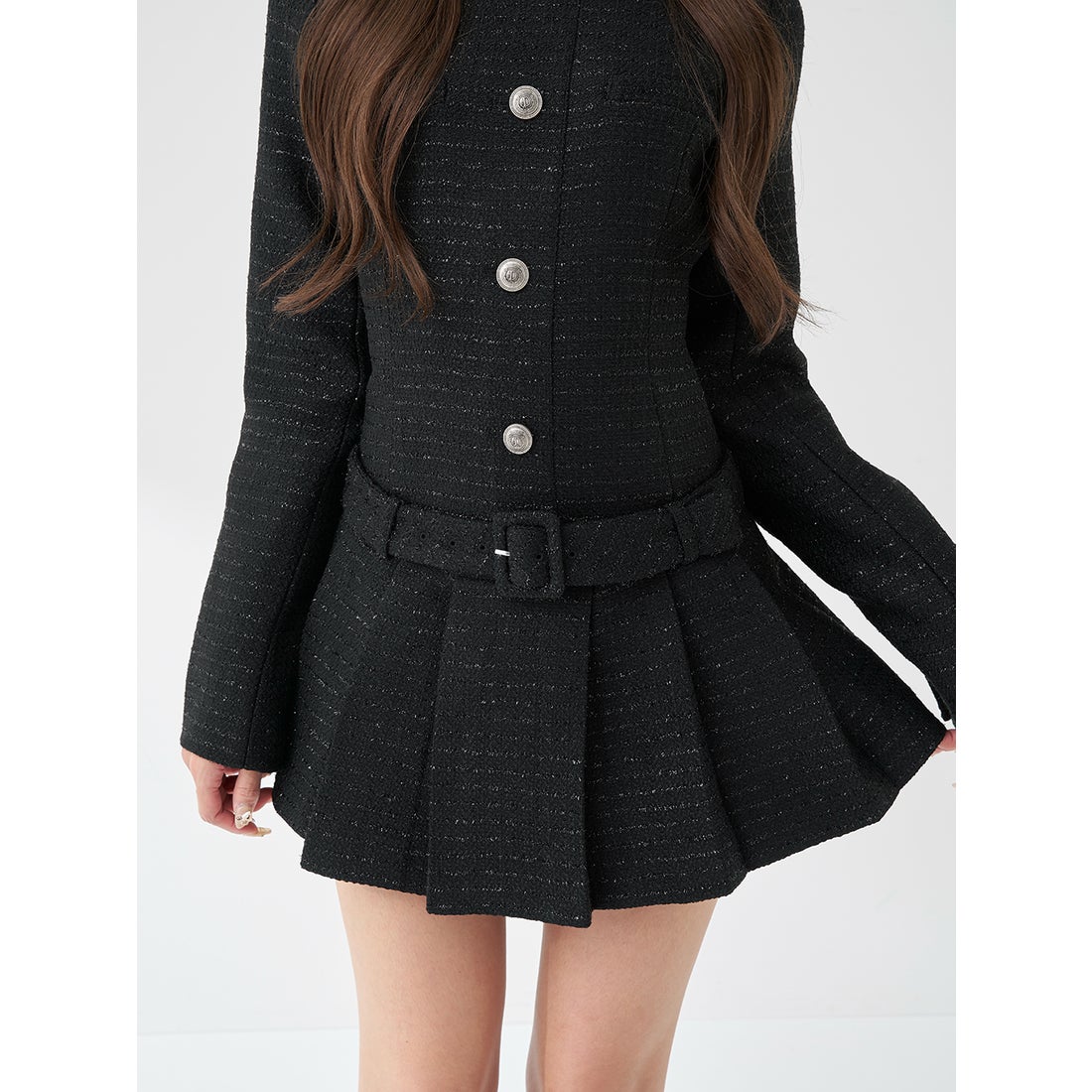 ダーリッチ Darich ボックスプリーツツイードミニワンピース