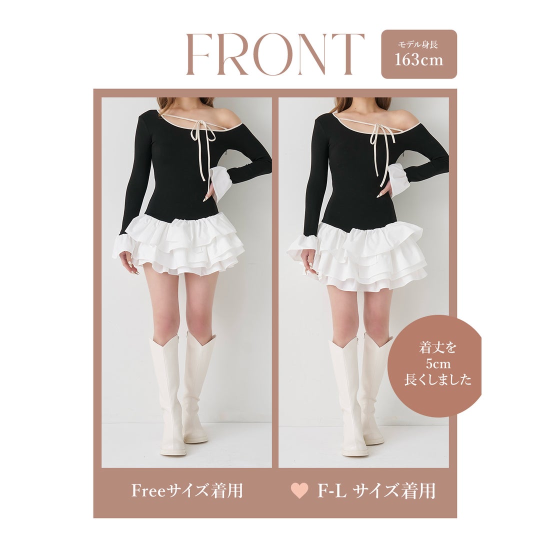 ダーリッチ Darich デザインネックリボンミニワンピース （ブラック