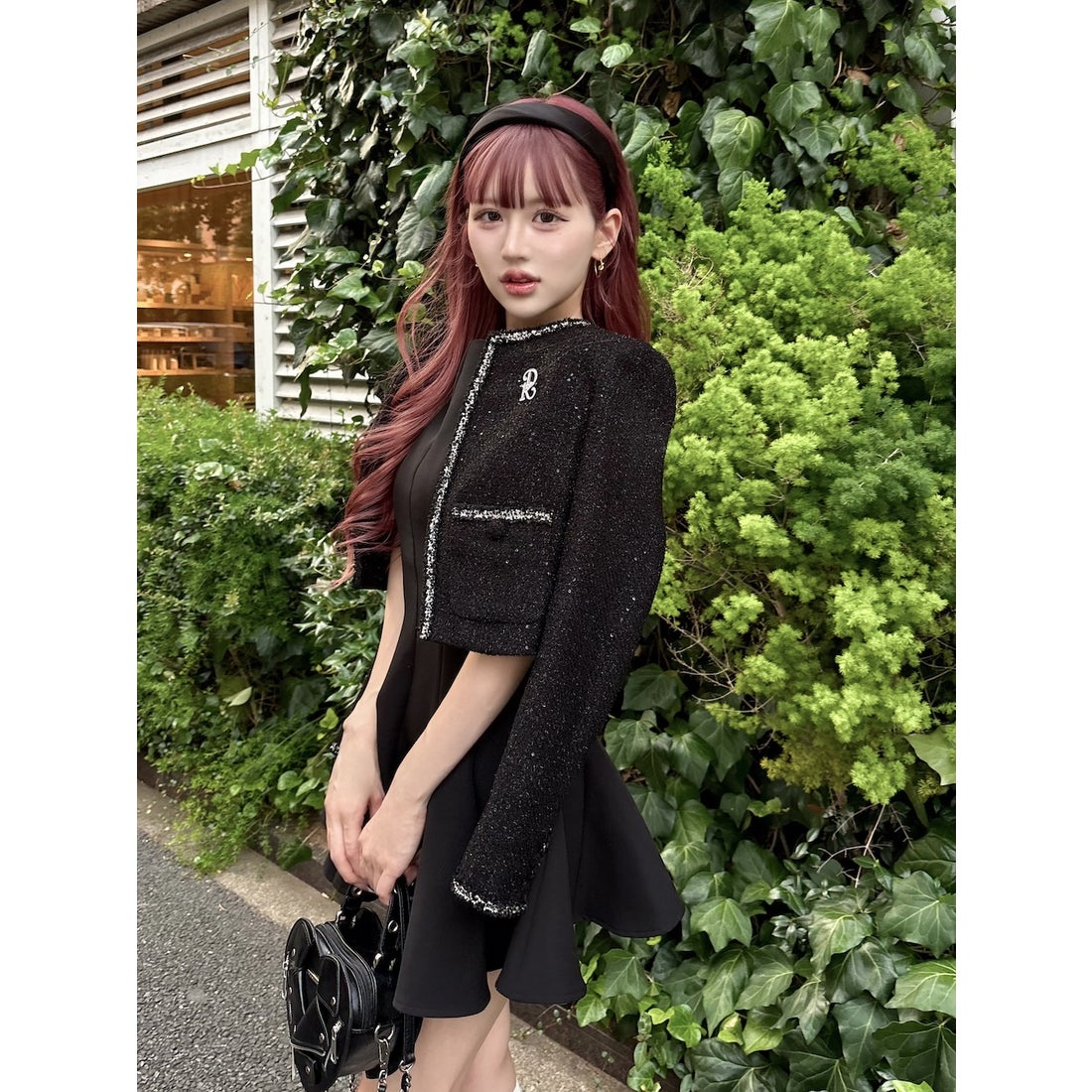 ダーリッチ Darich スパンコールツイードジャケット （ネイビー） -靴