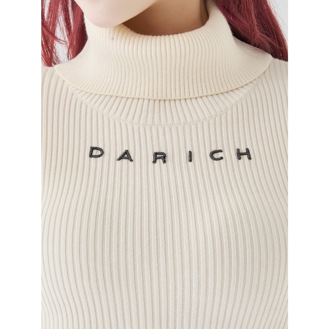 ダーリッチ Darich スムースファーリブニットトップス （ベージュ