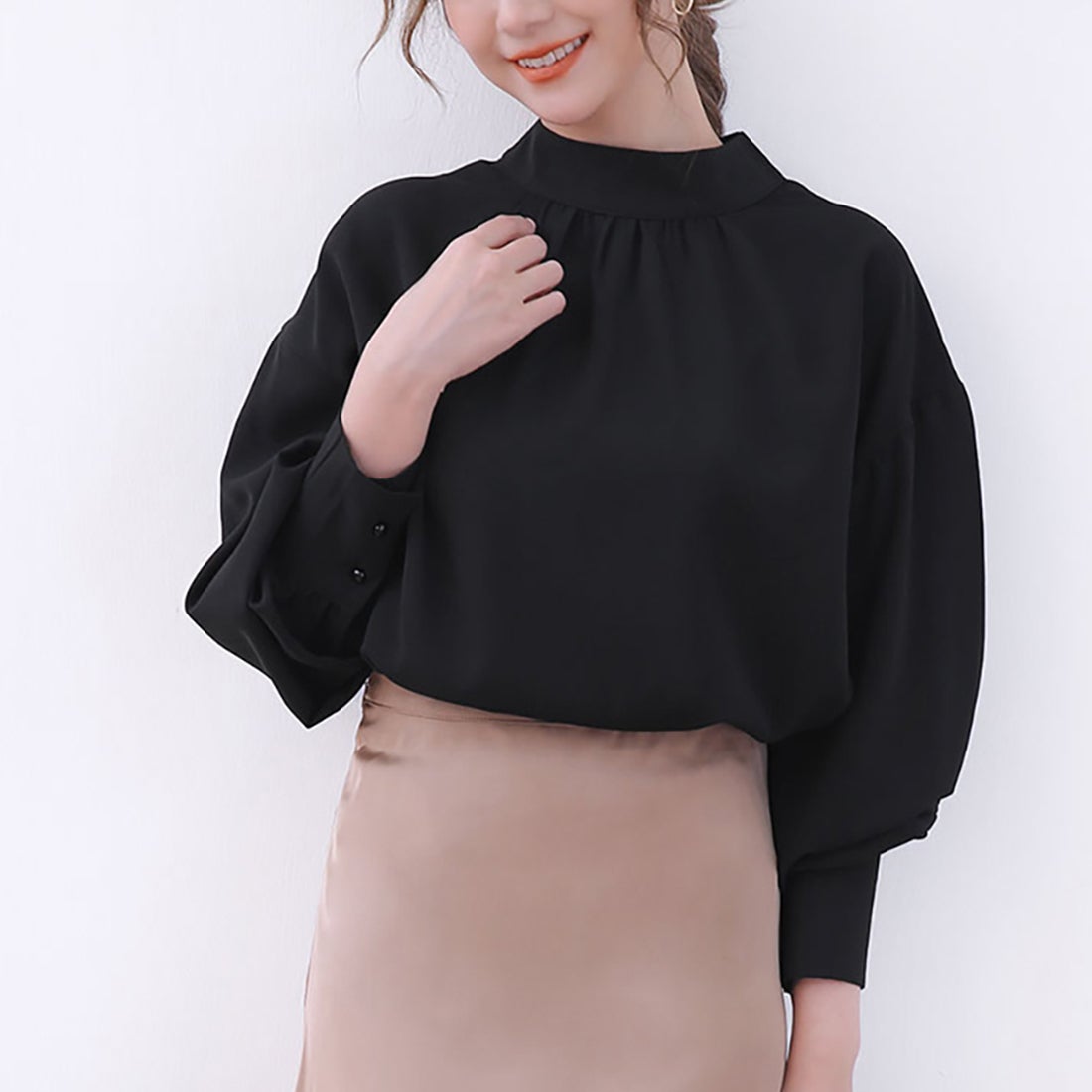 TOCCA プリーツ襟 シフォン 長袖ブラウス 黒 0 TOCCA プリーツ襟