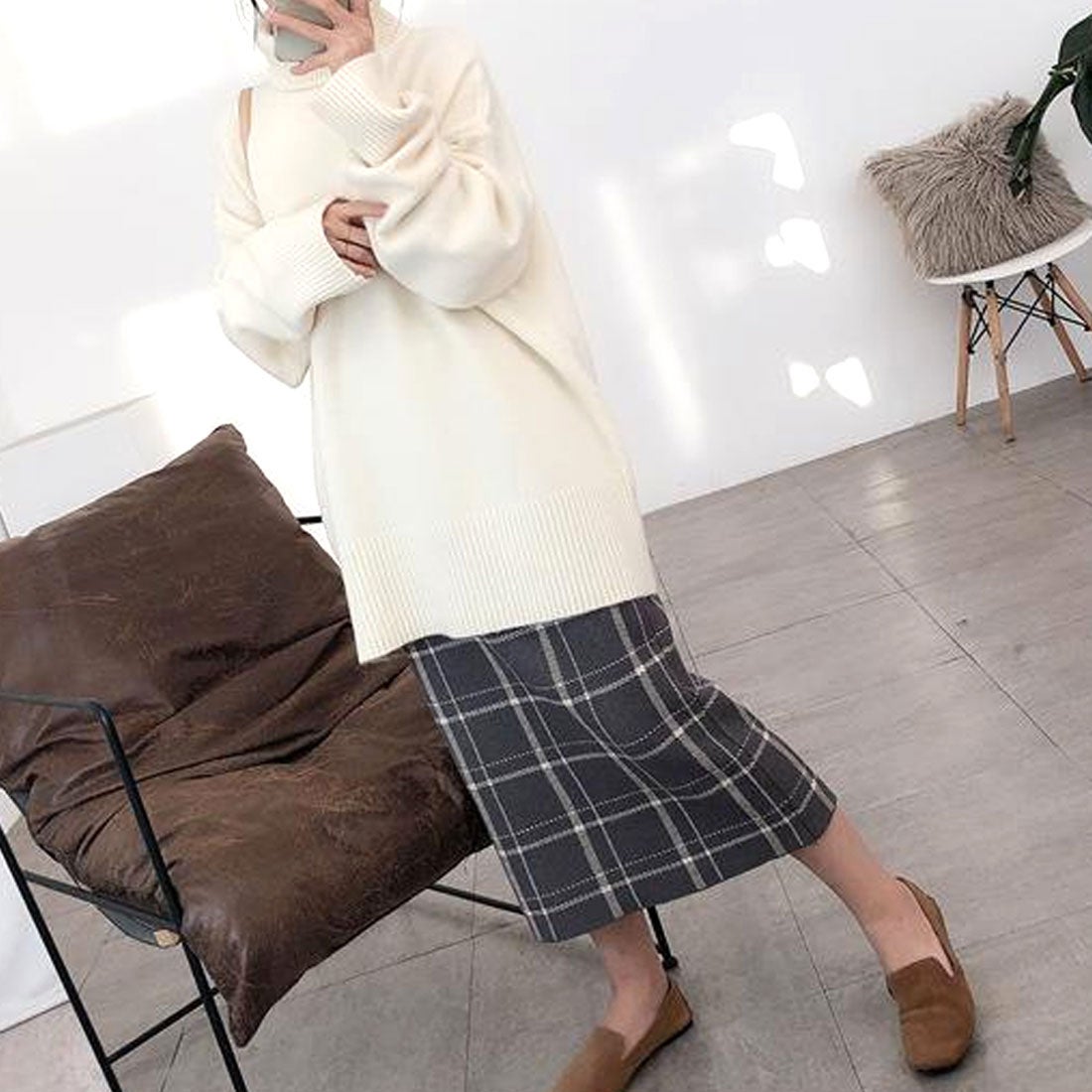 デューリリー Dewlily チェック柄ニットスカート レディース 10代 20代
