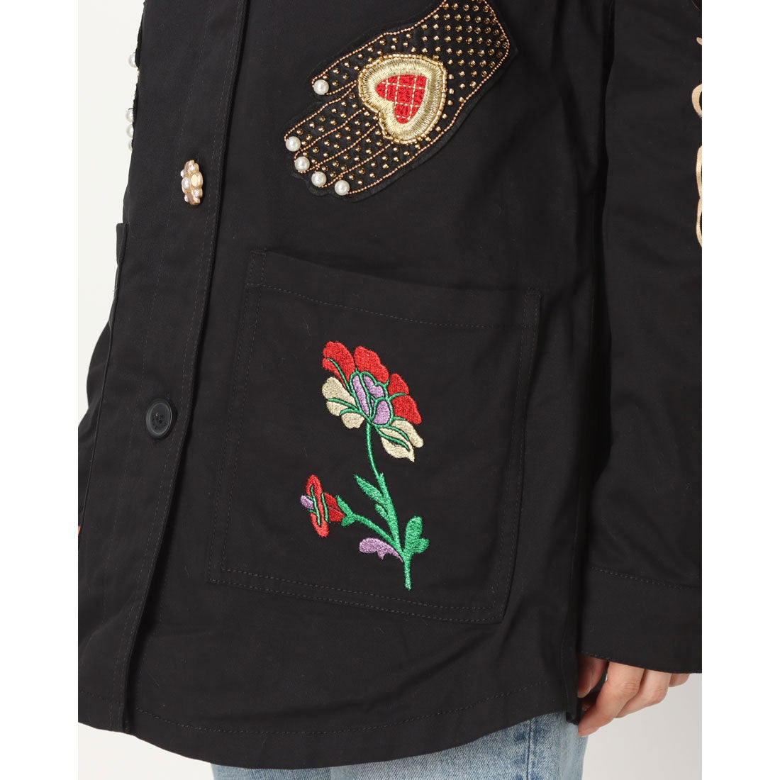 デシグアル Desigual 刺繍&メッセージ入りレディースモッズジャケット