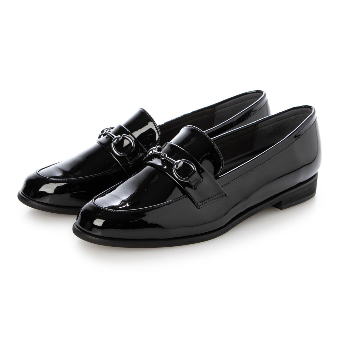 ダイアナ DIANA フラットパンプス （黒人工エナメル） -靴