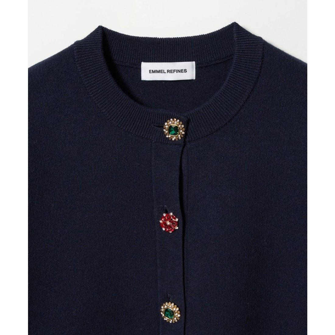 EMMEL REFINES＞EM HW ビジュー ミニ カーディガン （NAVY