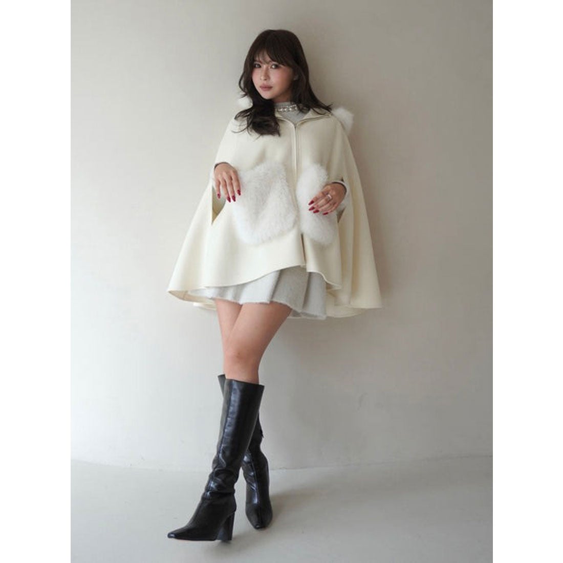 エイミーイストワール EIMY ISTOIRE ファーポケットスカラップマント