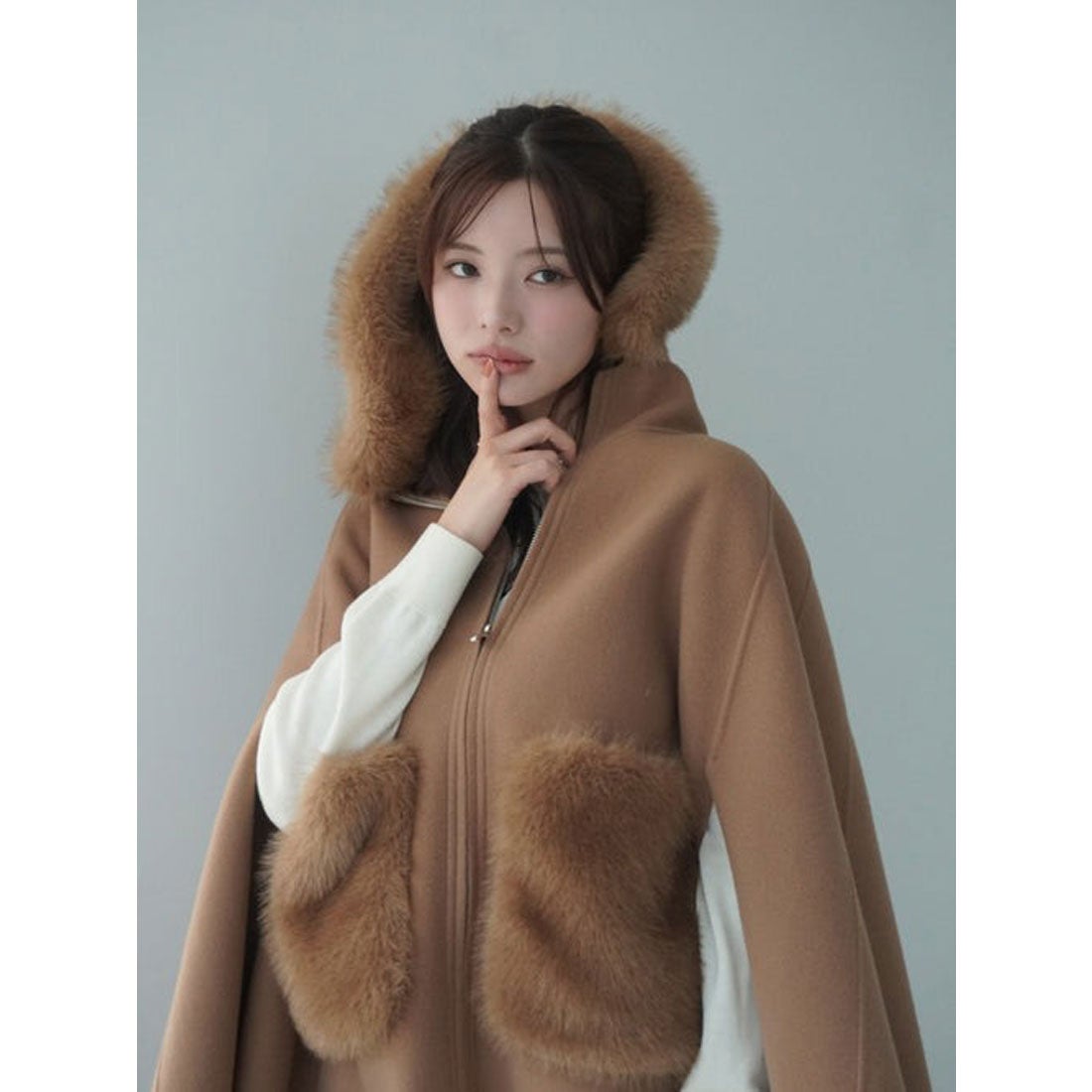 エイミーイストワール EIMY ISTOIRE ファーポケットスカラップマント