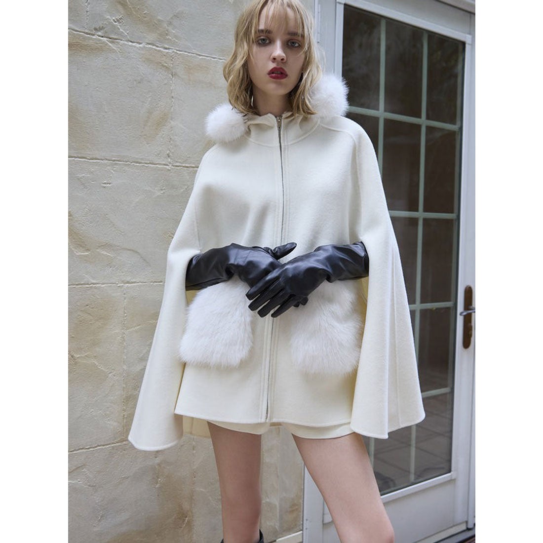 エイミーイストワール EIMY ISTOIRE ファーポケットスカラップマント