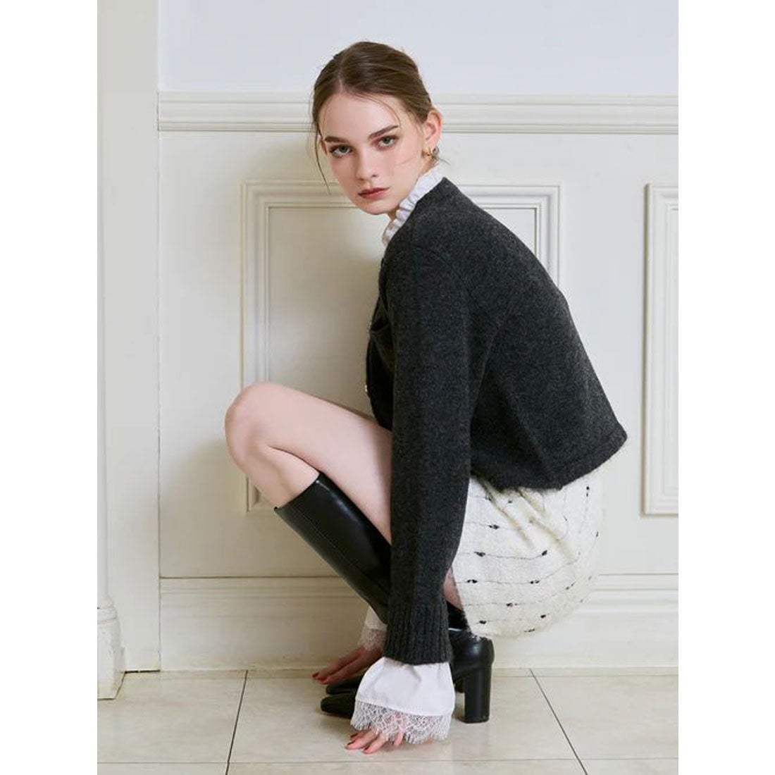 エイミーイストワール EIMY ISTOIRE Attachedcollrモヘアカーディガン
