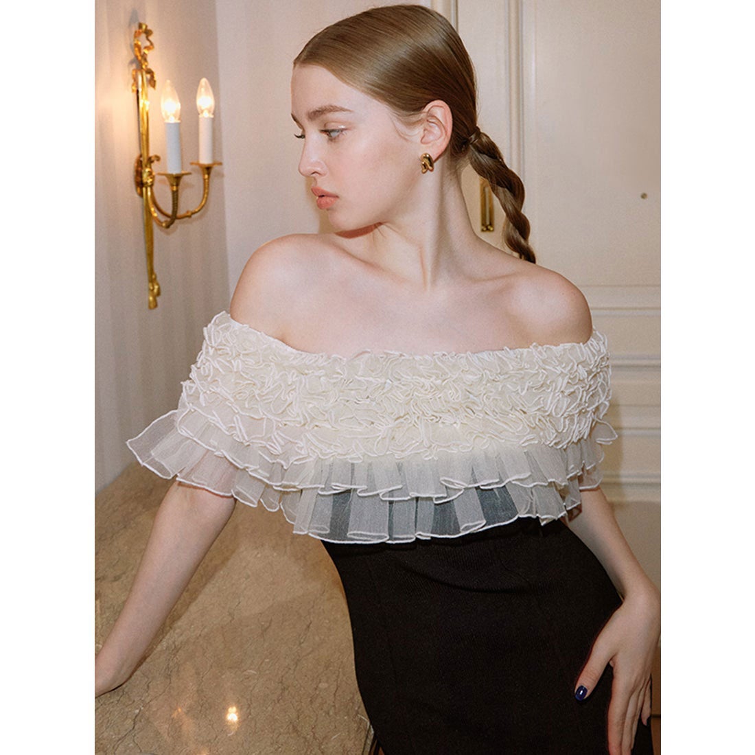 エイミーイストワール EIMY ISTOIRE デコレーションフリルオフショル