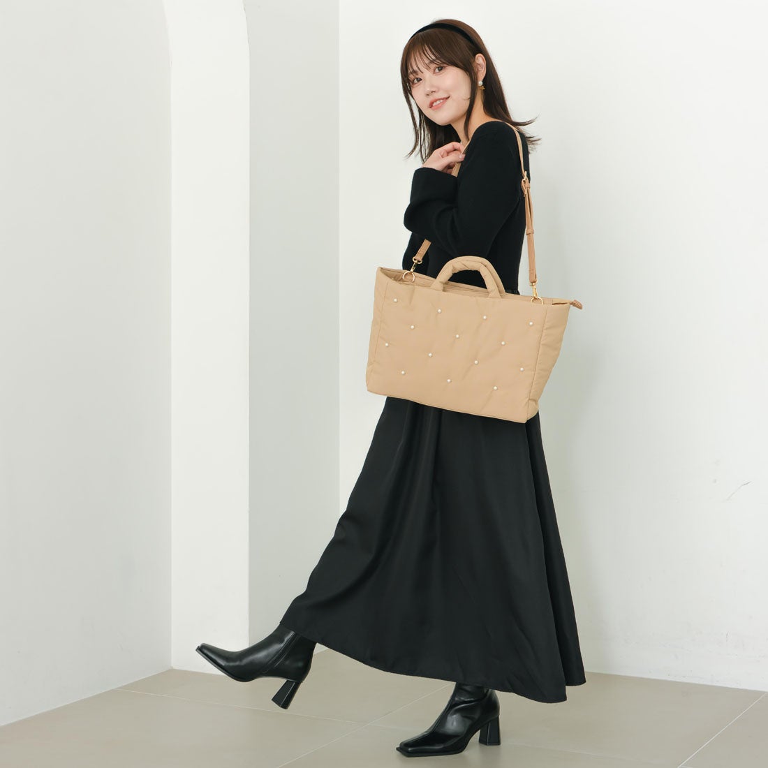 &EVOL/イーボル】【撥水・A4/PC対応】×shiho コラボパールバック