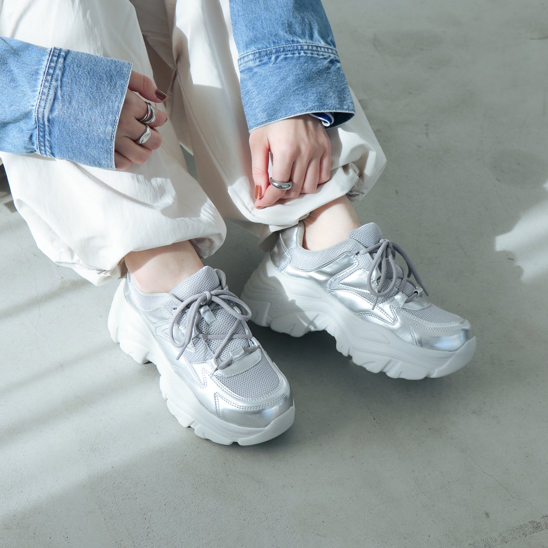 EVOL/イーボル】【XS-LLサイズ展開】軽量厚底レースアップスニーカー